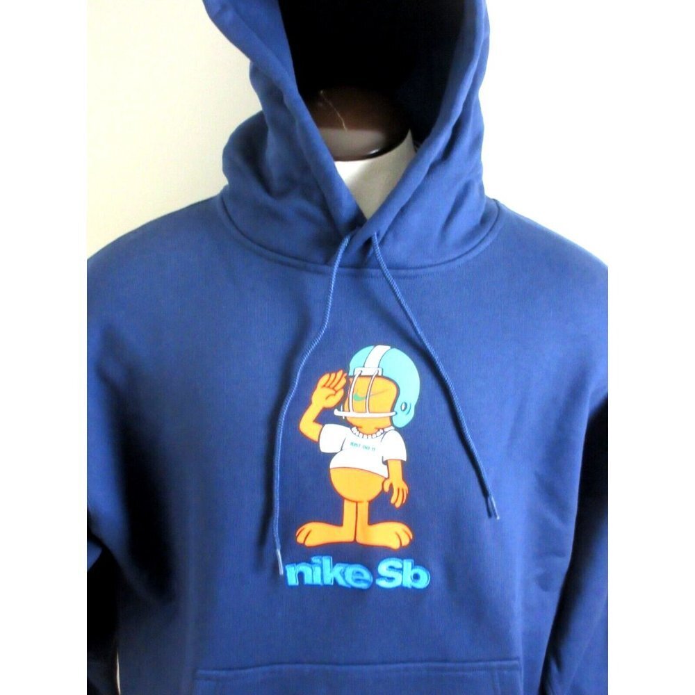 Nike SB Men's Fleece Football Logo Skate Hoodie Navy Blue Orange Sizes M/L NWT - Picture 3 of 4
